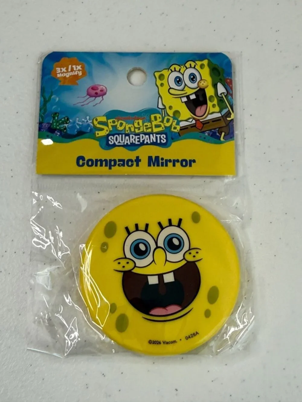 SpongeBob SquarePants Yellow Face Compact Mirror 3X 1X New